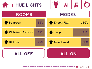 Orbit device UI: Hue rooms