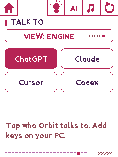 Orbit device UI: Engine picker