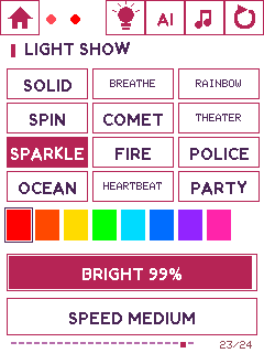 Orbit device UI: LED light show